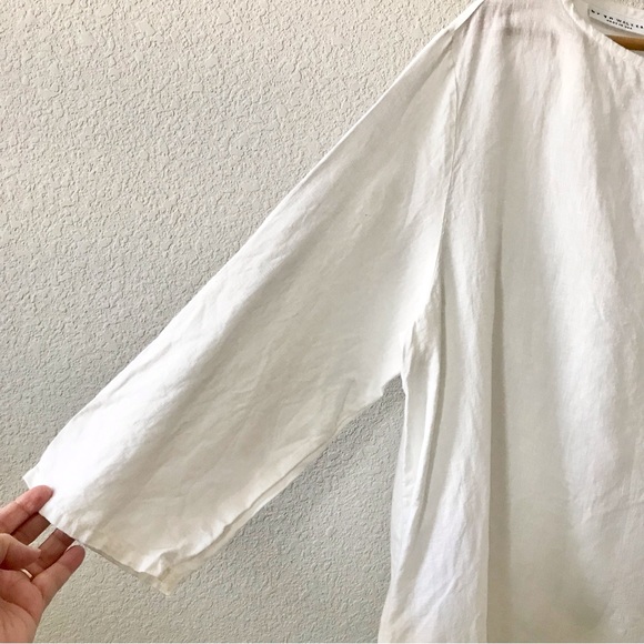 Bryn Walker White 100% Linen Tunic Dress Size Large Long Sleeve Lagenlook - Picture 3 of 8